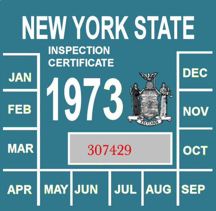 (image for) 1973 New York INSPECTION Sticker